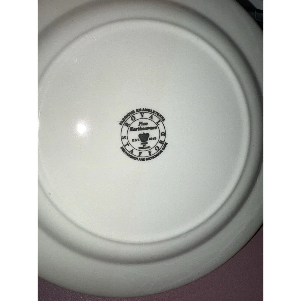 Set Of 4 Royal Stafford Asiatic Pheasant Salad Plates Black & White 8” Rare Fade